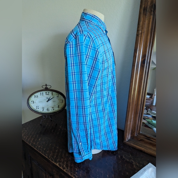 NWT Chaps Blue Plaid Button Down Shirt - Picture 4 of 6